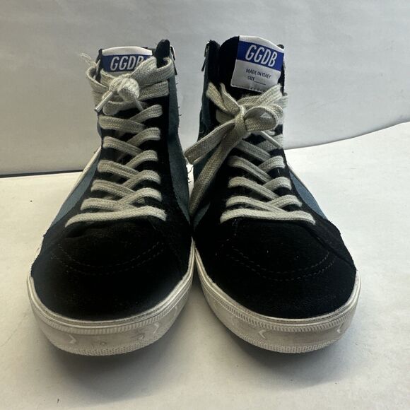 Golden Goose NWB Suede/leather Slide hightop Classic sneakers black/blue size 42 - Picture 9 of 16